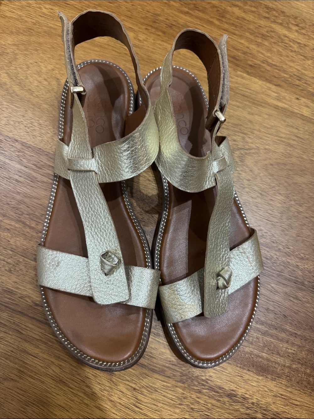 Franco Sarto Gold Leather Slingback Sandals